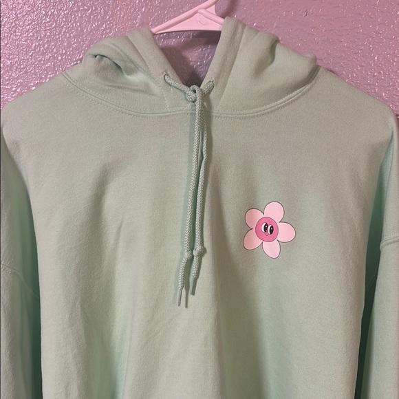 Gildan Light Green Hoodie with Floral Accent - Picture 8 of 16